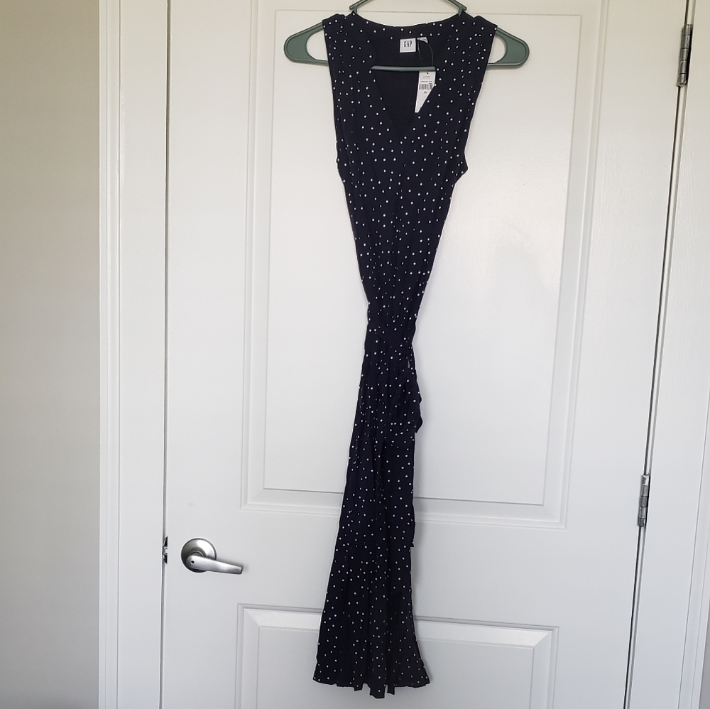 Brand New - Gap Dark Blue Polka Dot Wrap Dress
